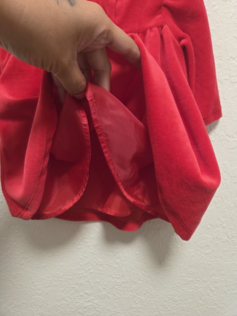 Red Baby Christmas Dress with White Bow - Picture 4 of 5